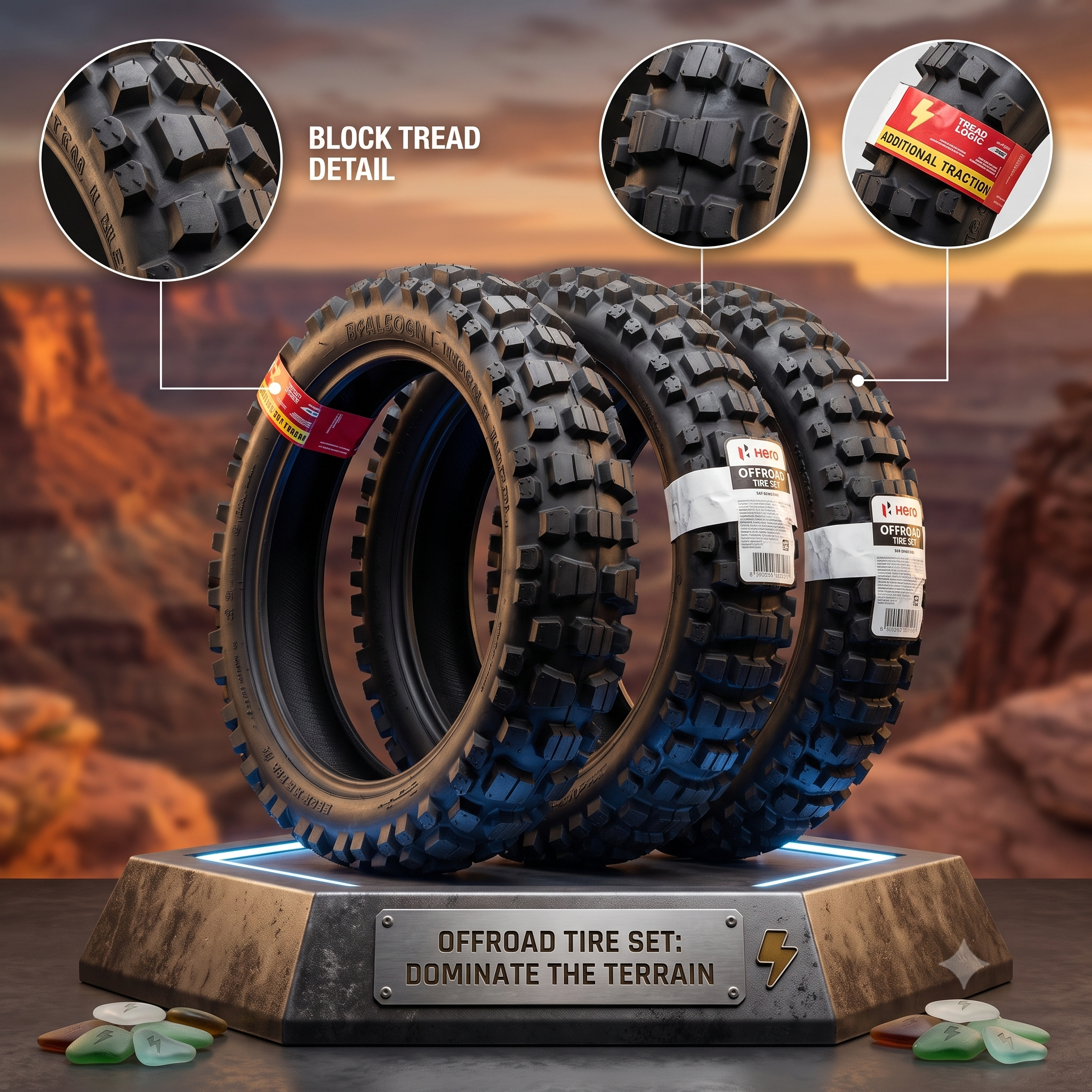 Offroad motorcycle tyre set
